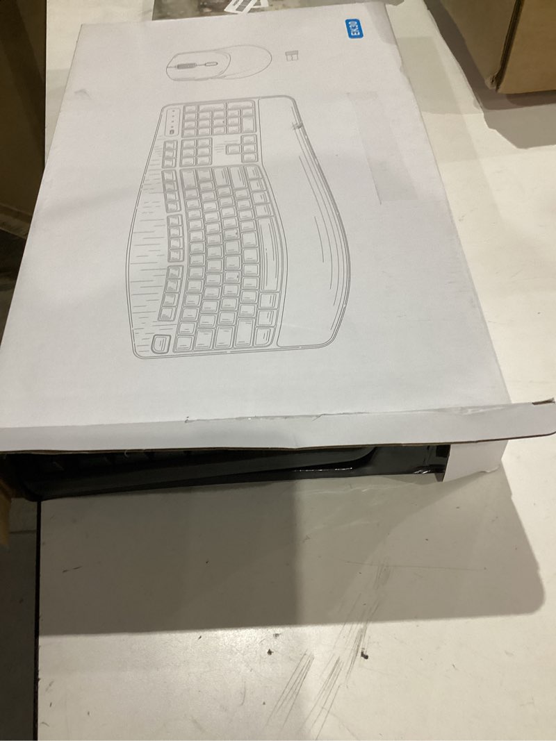 Condition photo showing Good Condition for wireless keyboard and mouse combo,2.4g full size wave keys ergonomic keyboard with wrist rest for natural typing, 3 dpi adjustable ergonomic silent mouse for computer/laptop/windows/mac (gray) graphite gray