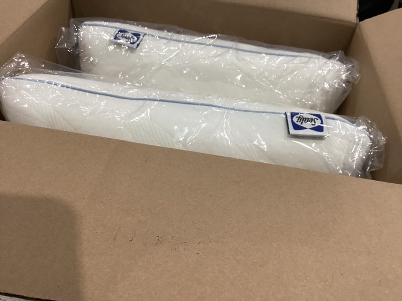 Condition photo showing New/Like New for SEALY Dreamlife Queen Size Memory Foam Cooling Surface Guard Technology, Removable Machine-Washable Cover, 1 Year Warranty, White (2 Pack) Pillow, 2 Count 2 pack Queen