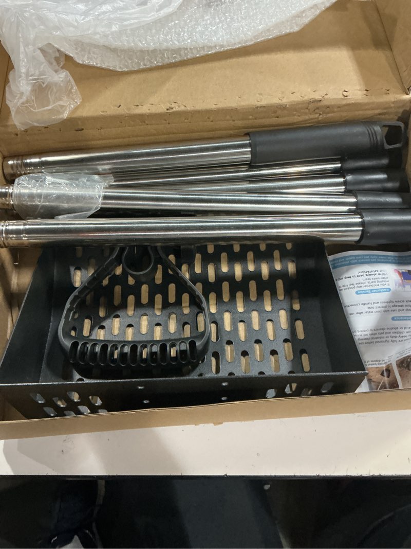 Condition photo showing New/Like New for petnf 2-in-1 chicken poop scooper & rake with ergonomic non-slip handle, adjustable stainless steel handle (30–80"), large capacity basket, multifunctional heavy-duty scooper, easy to install & clean