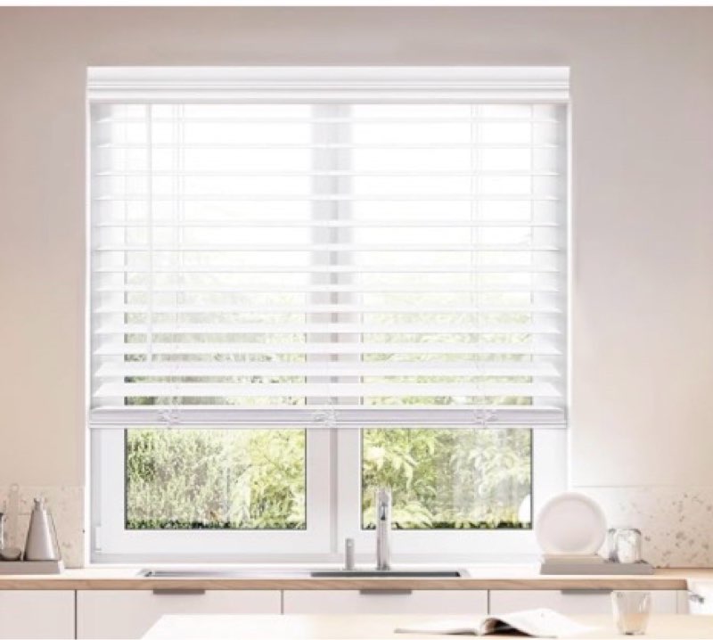 28.5x36-2” white faux wooden blinds