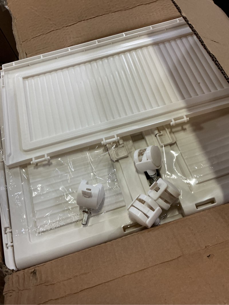 Condition photo showing Good Condition for yfxcvsl 4 tier plastic storage bins with lid 28qt - stackable storage containers with wheels, folding storage boxes, collapsible storage bins, closet organizers and storage white 4-tier 28qt