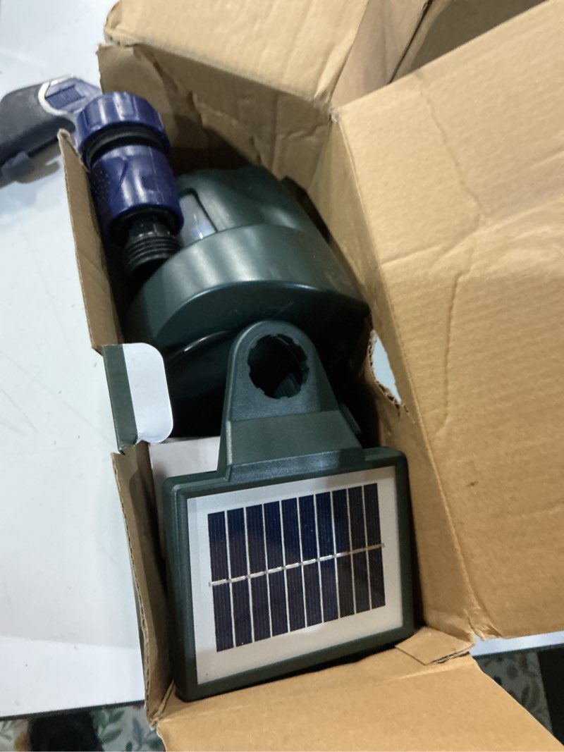 Condition photo showing Good Condition for lawn solar motion sensor water sprinkler motion activated sprinkler cat to deter animals rabbits, birds, dogs repellent outdoor yard motion sensor plastic