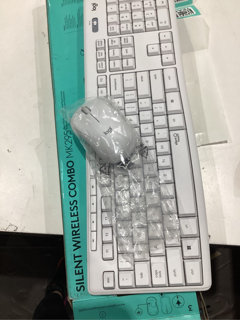 Condition photo showing Good Condition for logitech mk295 wireless mouse & keyboard combo with silenttouch technology, full numpad, advanced optical tracking, lag-free wireless, 90% less noise - off white off-white