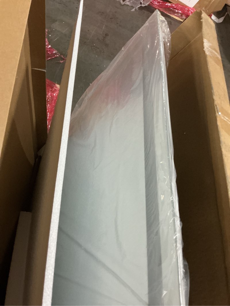 Condition photo showing As Is for 24X24 LED Bathroom Mirror with Lights, Anti-Fog, Backlit + Front Lit (CRI>90), Lighted Bathroom Vanity Mirror for Wall, Memory Function, Dimmable, Tempered Glass, Shatter-Proof, ETL Listed 24"L x 24"W