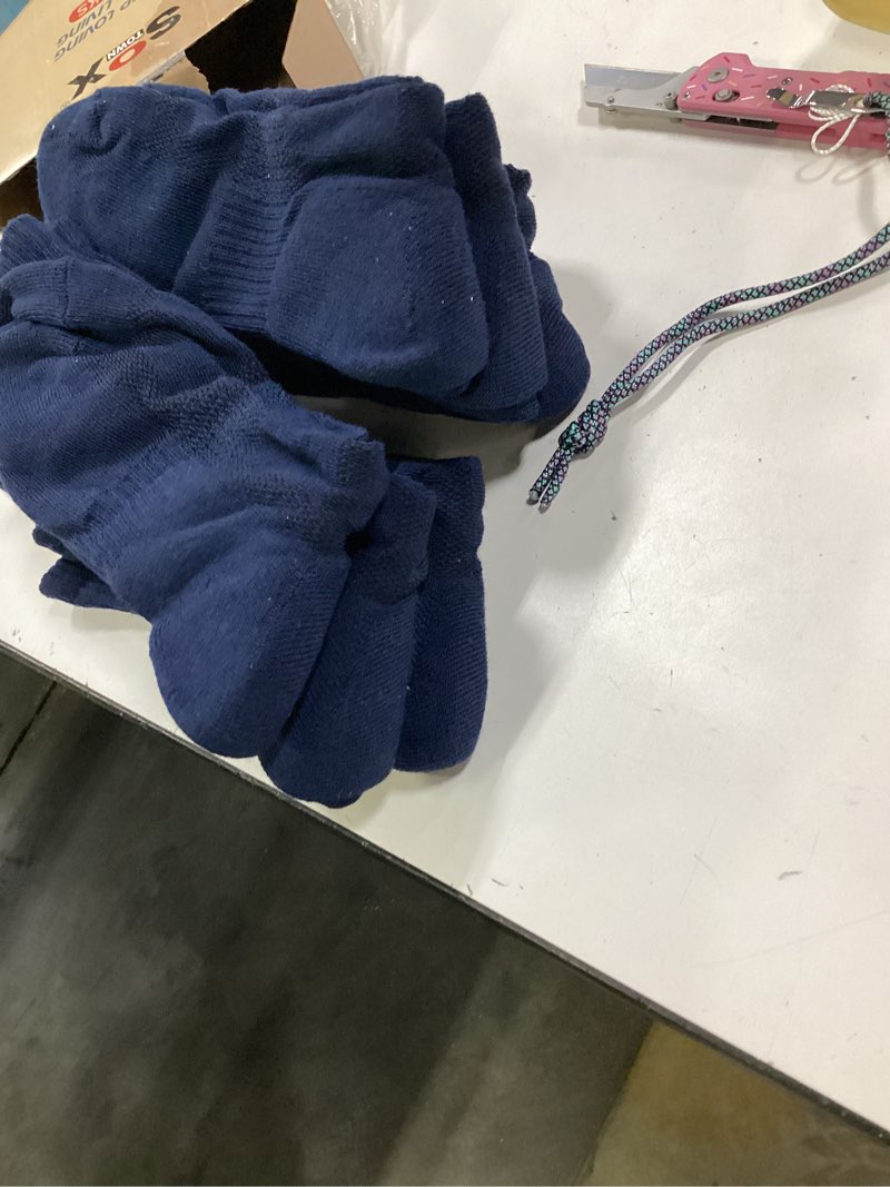 Condition photo showing Good Condition for SOX TOWN Unisex Cushioned Crew Training Athletic Socks Men & Women with Combed Cotton Moisture Wicking Breathable Performance Navyblue(6 Pairs) 9-11