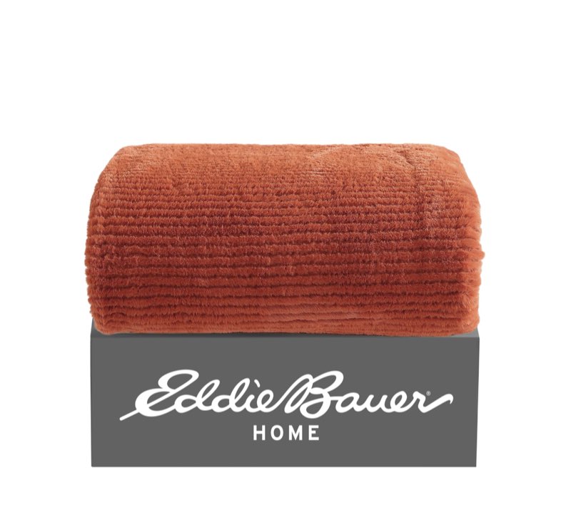 Eddie Bauer- Throw Blanket, Ultra Soft Plush Home Décor, All Season Bedding (Textured Solid Orange, 50 x 60)