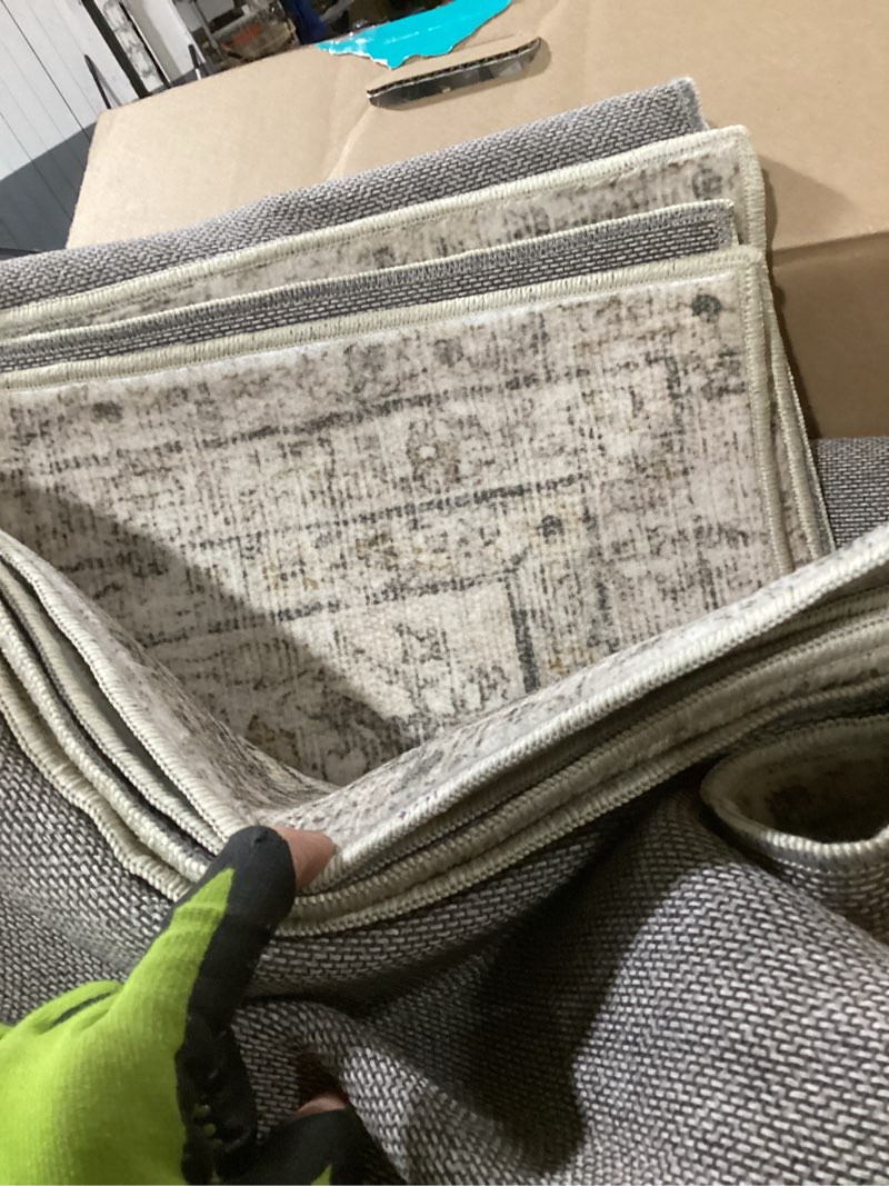 Condition photo showing As Is for (similar) champlant area rug 8x10 washable rug brown vintage traditional mat distressed indoor foldable thin retro accent floral non slip carpet living room dining room office green and brown 8' x 10' (rectangular)