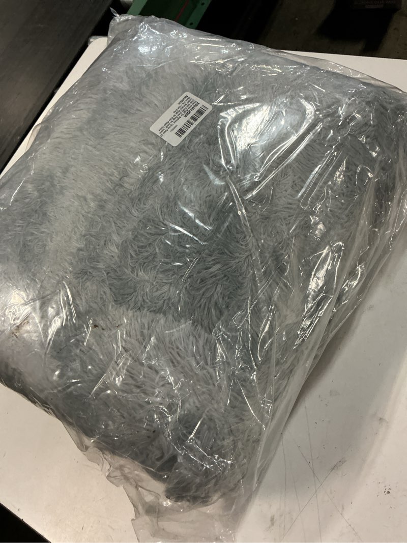 Condition photo showing New/Like New for shag area rugs for bedroom living room,5x8 ultra soft fluffy area rugs for dorm, indoor carpet nursery rugs for kids room home decor,tie-dye grey 5' x 8' (rectangular) mottling grey