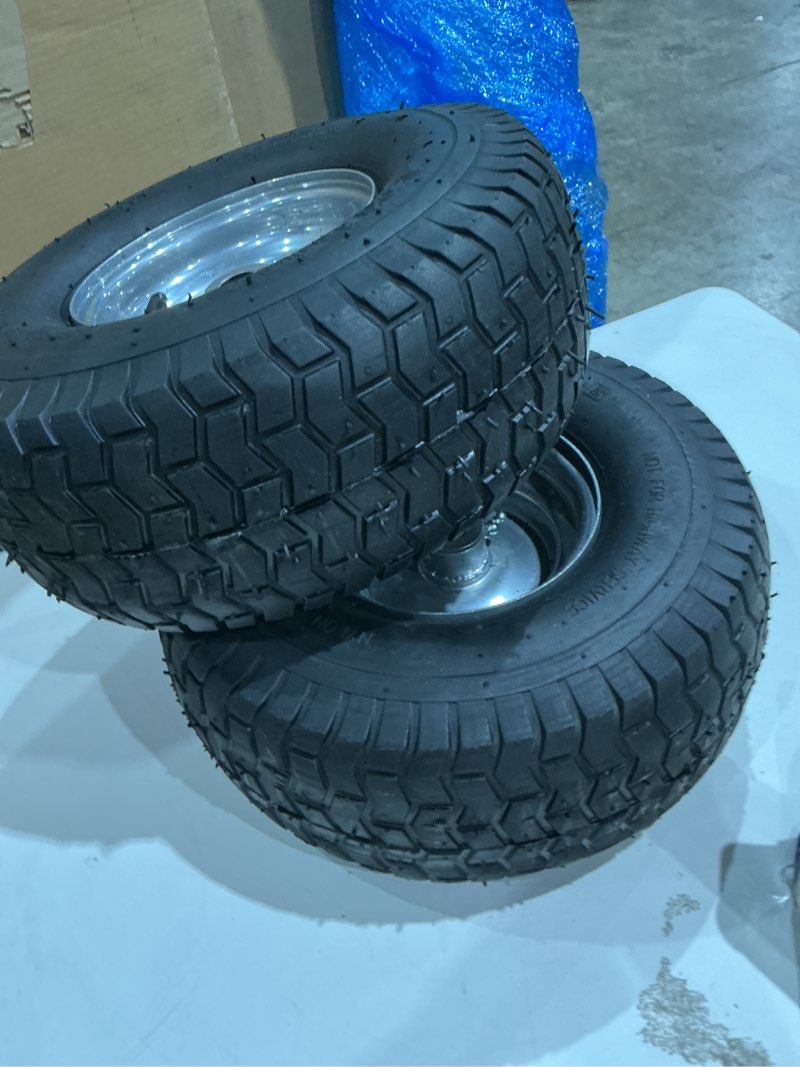 Condition photo showing Good Condition for set of 2-15x6.00-6 troy bilt & yard machine compatible lawn mower wheel - fits 5/8 inch axle, 3 inch offset hub
