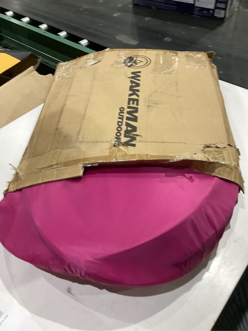 Condition photo showing Good Condition for wakeman pop up changing tent, 3.3 x 3.3 x 6.2ft, camping shower tent for portable toilet stall or dressing room with carry bag for camping, beach, or tailgate, polyester pink