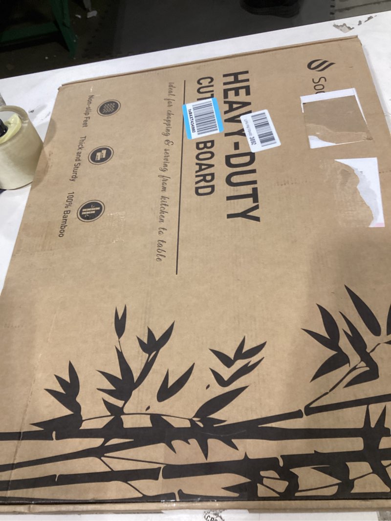 Condition photo showing Good Condition for Extra Large Bamboo Cutting Board with Non Slip Feet and Over Sink Butcher Block Chopping Board Nice Solid Thick Wooden Juice Groove Big Xl XXl xlarge Best Hardwood Kitchen Counter Organic 24*18 in