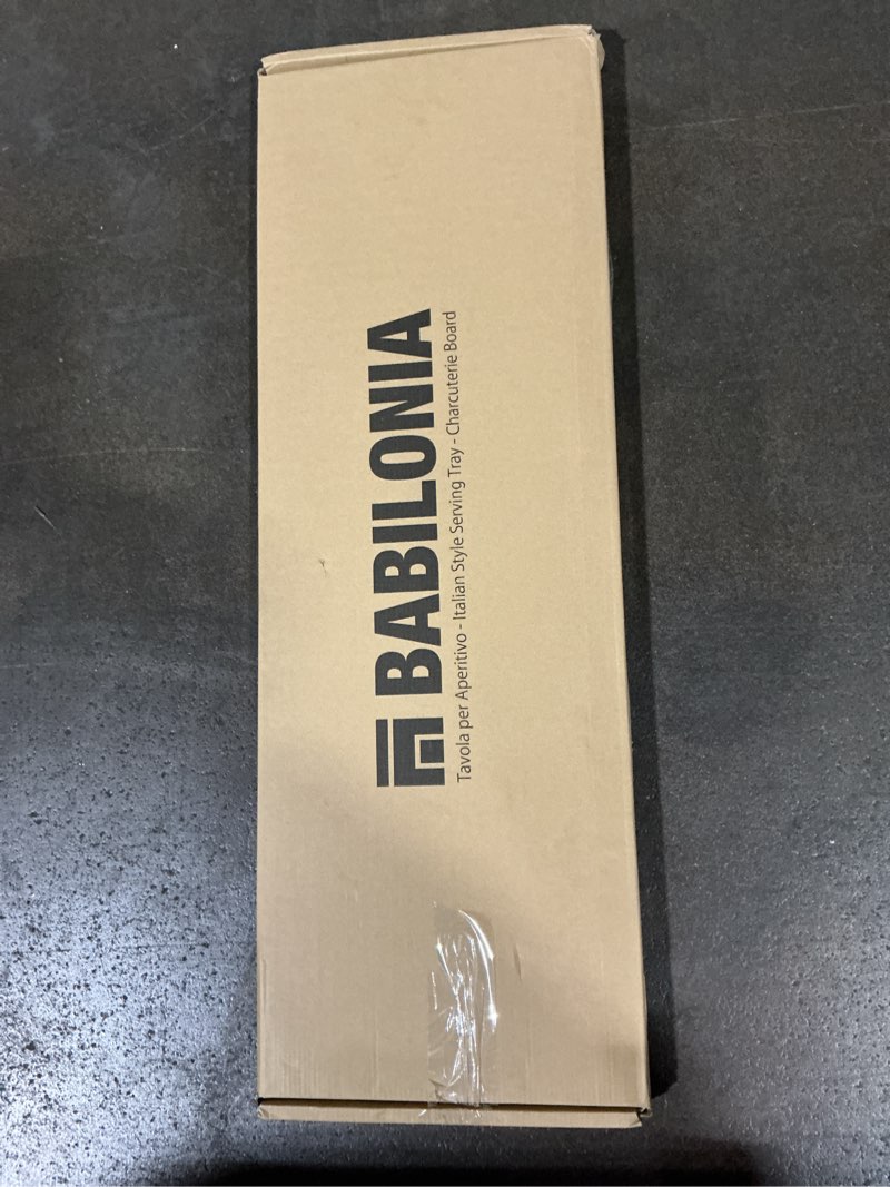 Condition photo showing New/Like New for babilonia extra large charcuterie board with handles, 36 x 12 inch premium acacia wood tray, reversible long wooden serving platters for meat, cheese, and party appetizers