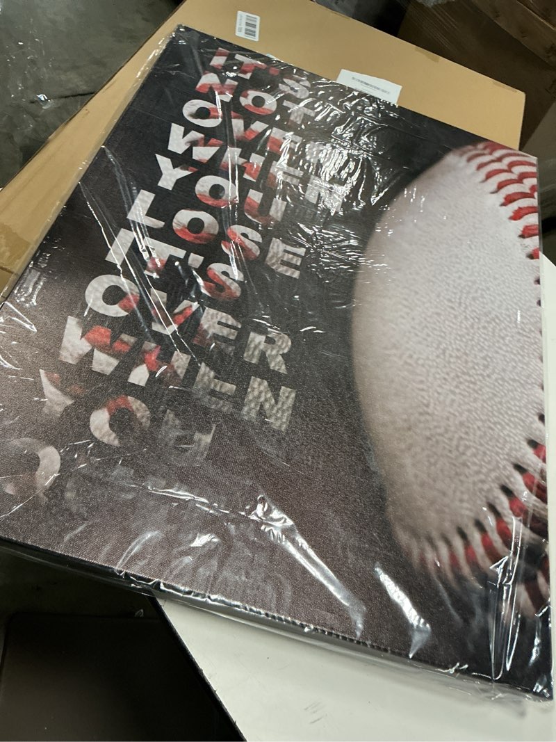 Condition photo showing Good Condition for baseball quotes it's not over when you lose it's over when you quit inspirational canvas wall art framed for office boys kids bedroom home wall decor-16 in x20 in 16"l x 20"w baseball quotes