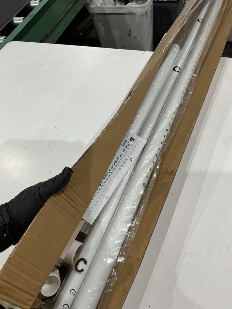 Condition photo showing As Is for allzone tension curtain rods for windows 66 to 120 inches, white curtain rods no drilling, heavy duty extra long tension rod for curtains, outdoor curtains rod for patio, bedroom white 66-120 inches