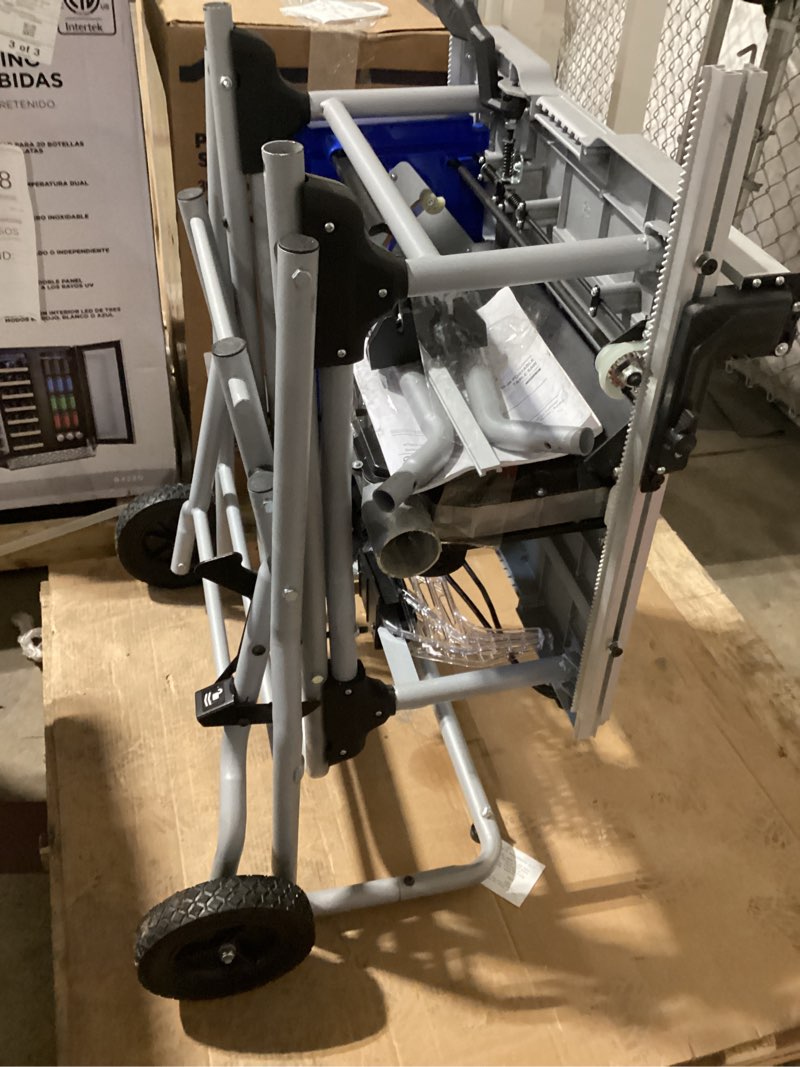 Condition photo showing As Is for kobalt 10-in 15 -amp 120 -volt portable jobsite table saw with gravity rise stand