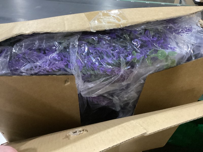 Condition photo showing New/Like New for 26" lavender & eucalyptus wreath for front door - all season artificial wreath for spring and summer, indoor outdoor wall, porch, window, rustic farmhouse home decor