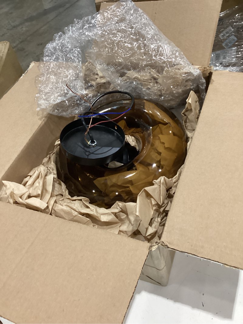 Condition photo showing Good Condition for 11" coffee brown glass pendant light industrial vintage design suitable for kitchen island bedroom dining room adjustable height e26 bulb compatible (coffee brown)