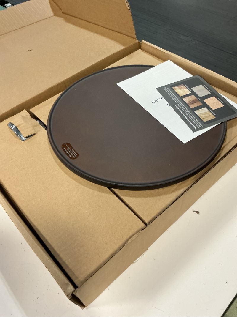 Condition photo showing Good Condition for car desk for laptop & car table tray, height-adjustable 360° rotating wood car laptop mount, cup holder table, steering wheel tray, compatible with tesla & most vehicles walnut