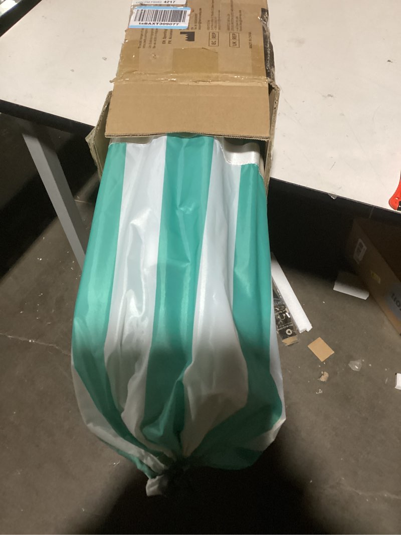 Condition photo showing Good Condition for Rhino Valley Beach Cabana, 8 * 8FT Beach Tent UPF50+ Protection, Easy Setup Beach Canopy Wind Resistant with Cup Holder, Compact Beach Shade Foldable Beach Tent Sun Shelter, Green White