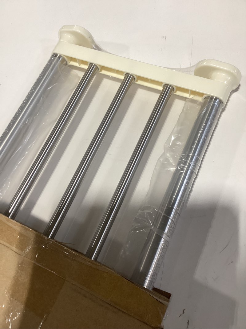 Condition photo showing New/Like New for Hershii Tension Shelf Expandable Rod Closet System Heavy Duty Clothes Hanger Adjustable DIY Storage Organizer Shoe Rack 60-100cm/23.62-39.37inches Ivory