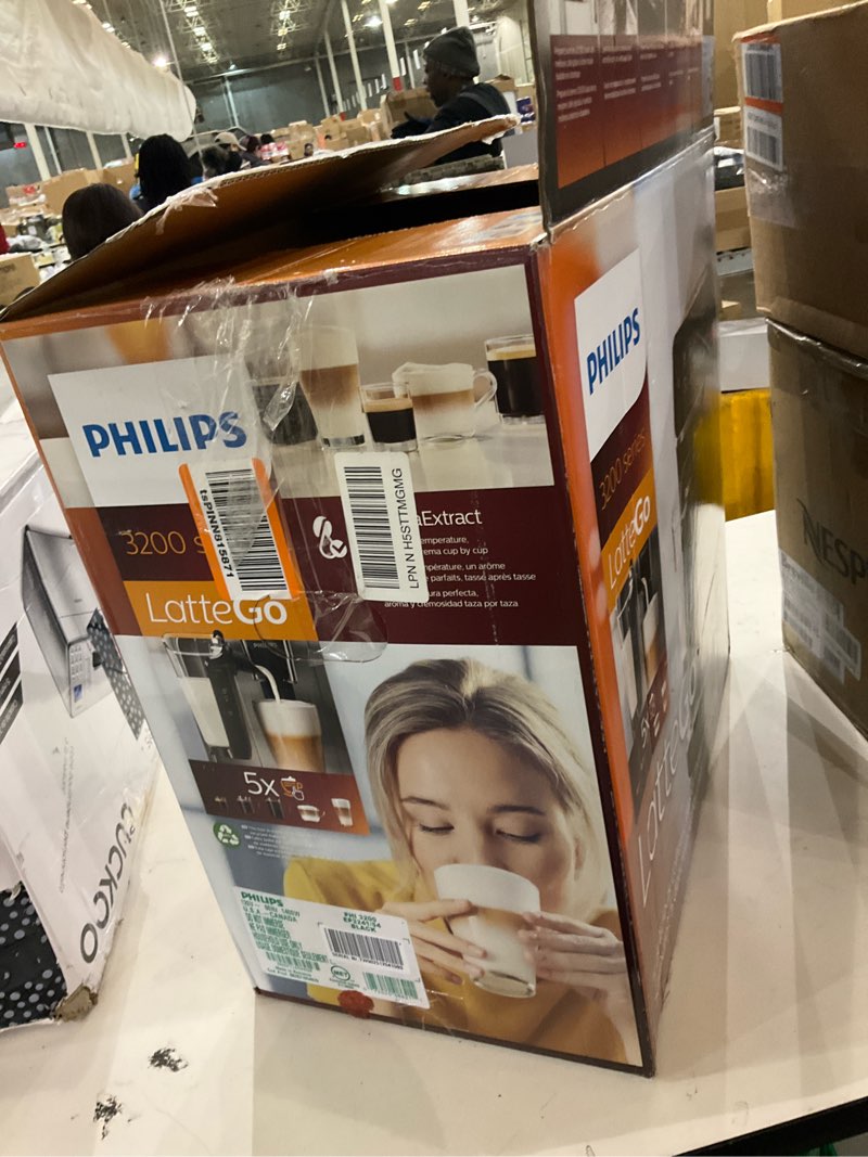 Condition photo showing As Is for Philips 3200 Series Fully Automatic Espresso Machine, LatteGo Milk Frother, 5 Coffee Varieties, Intuitive Touch Display, 100% Ceramic Grinder, AquaClean Filter, My Coffee Choice, Black (EP3241/54)