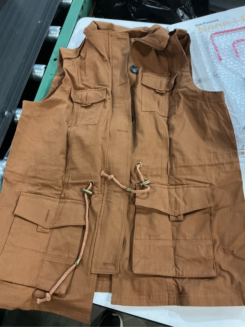 Condition photo showing Good Condition for Koodred Women's Casual Military Utility Vest Lightweight Sleeveless Drawstring Jackets with Pockets