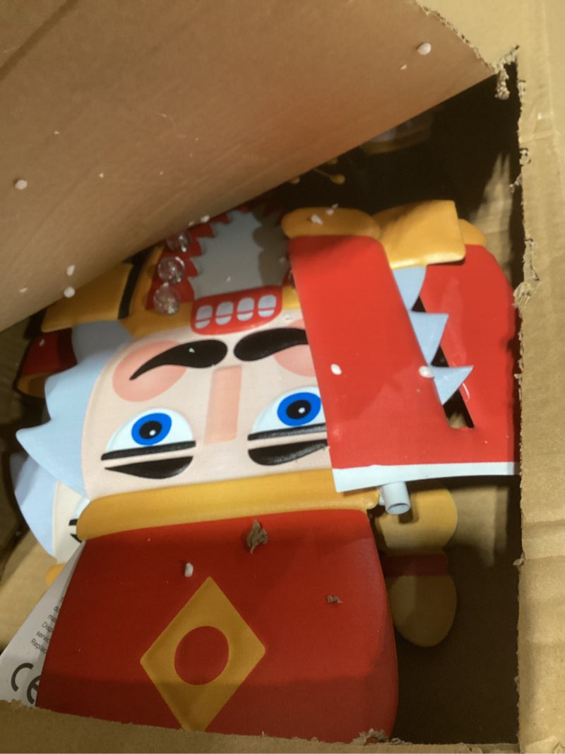 Condition photo showing As Is for Solar Christmas Nutcracker Garden Decorative Lights Yard Stakes Outdoor 2Packs of 45.28In Nutcracker Soldier Standing for Driveway Door Garden Yard Lawn