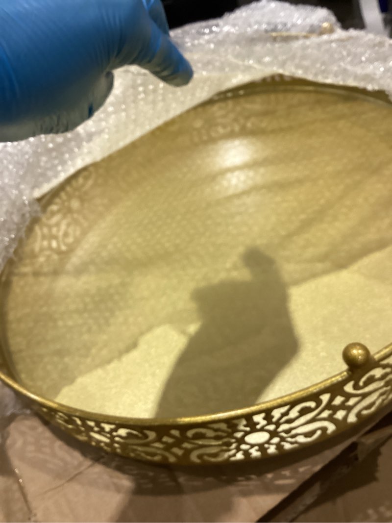 Condition photo showing Good Condition for wenqik gold wedding cake stand 16 inch metal round cake stands dessert display cupcake stands plates for wedding birthday party celebration classic gold 16 inch