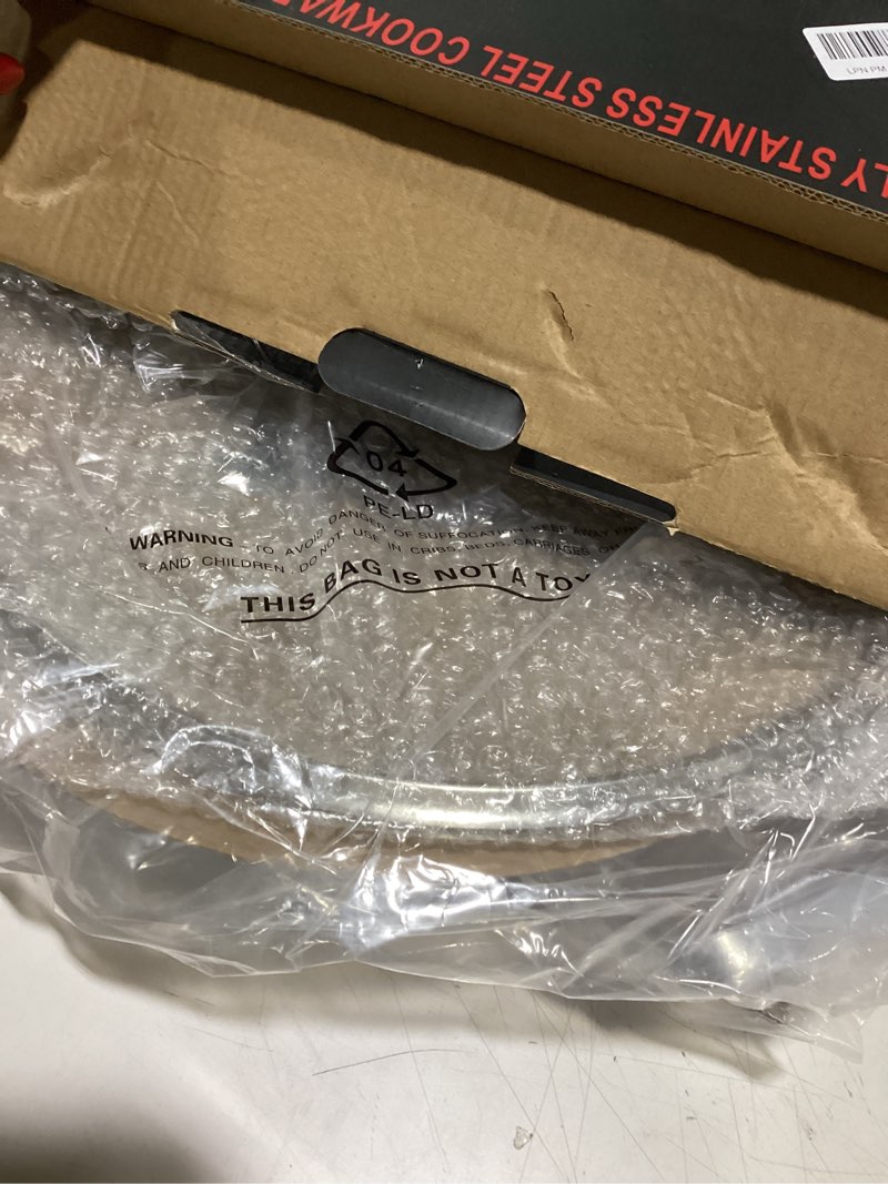 Condition photo showing Good Condition for Inqibee 14 Inch Tri-Ply Stainless Steel Paella Pan with Lid,Large Skillet,Omelet,Griddle,Induction Cooking Pan,Dishwasher and Oven Safe. 14 Inch with Lid