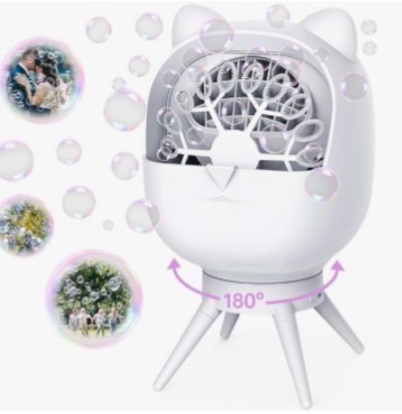 Rechargeable Bubble Machine for Toddlers Kids, Automatic-Rotating, 38000+ Big Bubbles/min, 2 Speed M