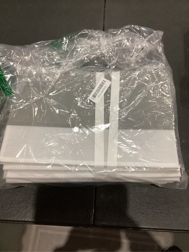 Condition photo showing Good Condition for Large Closet Storage Baskets Bins with Lids 4 Pack, Storage Baskets for Organizing Shelves Nursery Bedroom, Home Dorm Closet Organizers Cubes for Clothes Toys Blanket Book - Stackable -14x10x9.5 4pcs-Large White with Grey