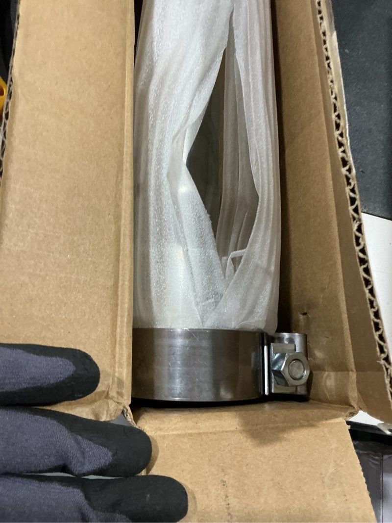 Condition photo showing Good Condition for mxa 2.5 exhaust tip, 2.5" inlet 3" outlet 12" overall length, universal stainless steel exhaust tailpipe tip with polished finish for car trucks, dual curled-edge?clamp on design 2.5*3*12 polished-silver