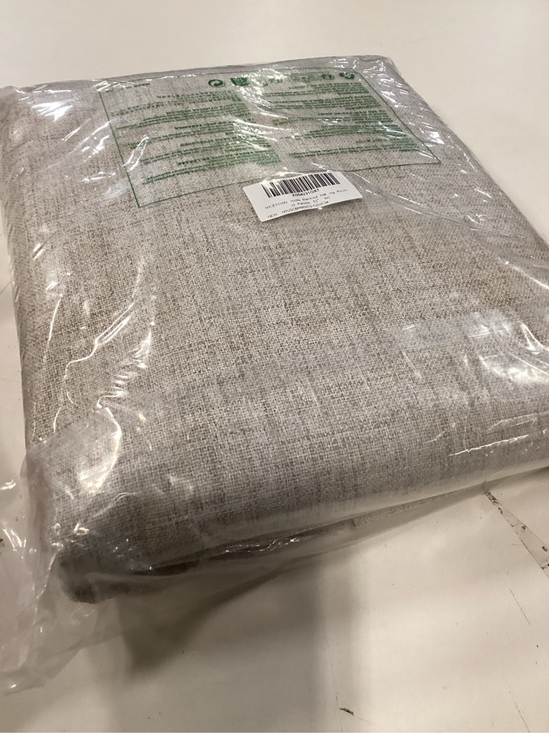 Condition photo showing New/Like New for NICETOWN 100% Blackout Linen Curtains 90" Long for Bedroom, Thermal Insulated Living Room Curtains with Liner, Farmhouse Style Linen Blend Window Draperies for Dining Room (2 Panels, 52" W, Natural) Natural 52"W x 90"L (Pack of 2)