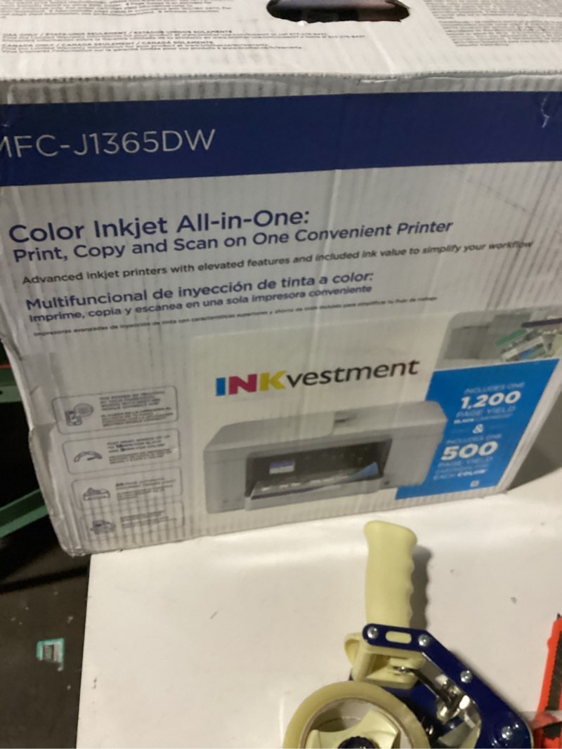 Condition photo showing As Is for brother inkvestment 1365 wireless color inkjet all-in-one printer with automatic duplex printing and 1.8” color display | includes refresh subscription trial(1) (mfc-j1365dw) new mfcj1365dw (upgraded version adds duplex)
