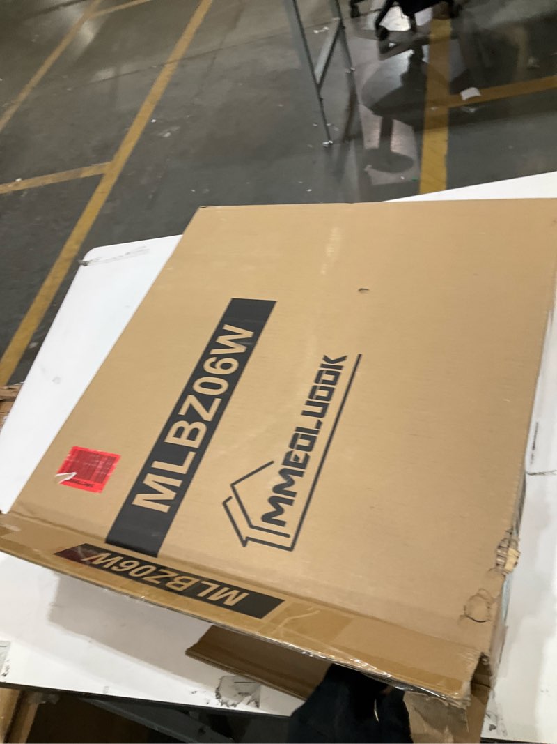 Condition photo showing As Is for MMEOLUOOK Large End Table Square Side Table Modern Sofa Table 20 Inch Industrial Coffee Table NightStand with 2-Tier Storage Shelf for Living Room Bedroom White MLBZ06W White Modern