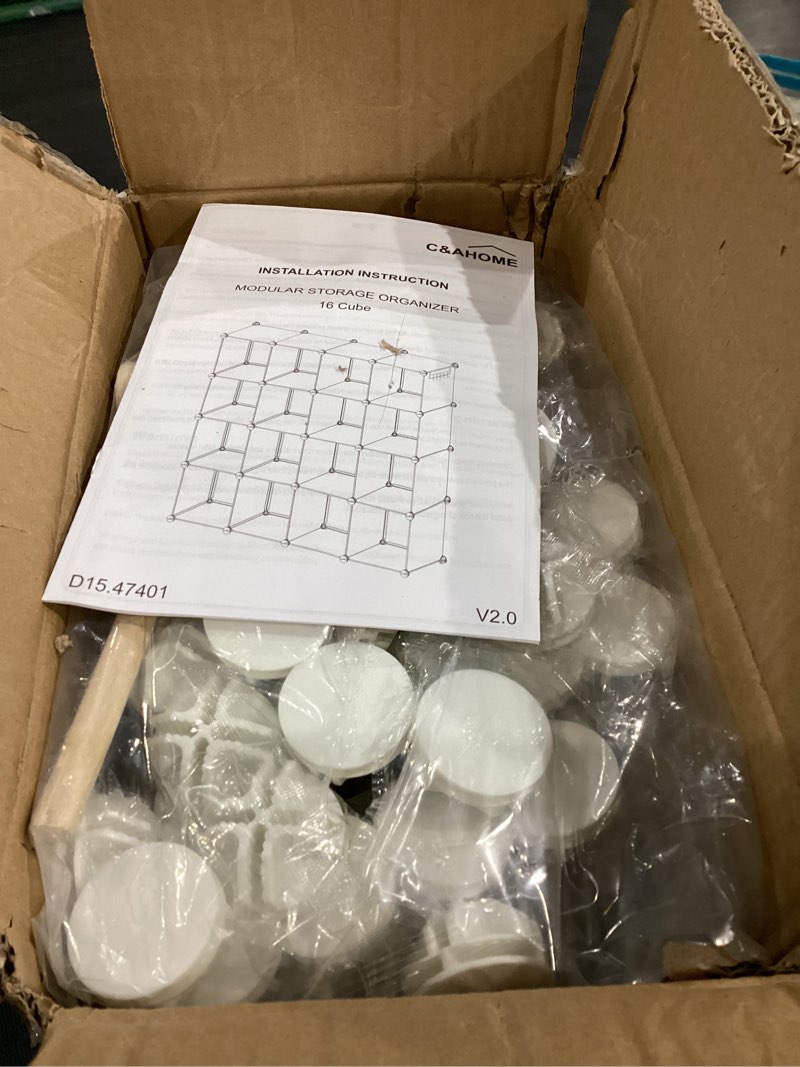 Condition photo showing Good Condition for c&ahome cube storage organizer, 16-cube shelves units, plastic storage cubes, diy closet organizer, modular closet storage shelves ideal for home, bedroom, 48.4" l × 12.4" w × 48.4" h milky upcs16m