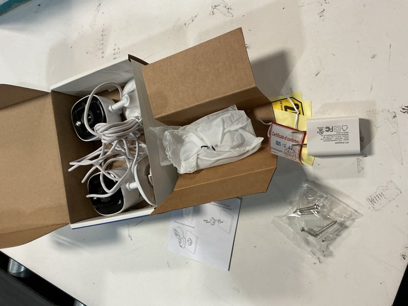 Condition photo showing Good Condition for 2K Cameras for Home Security-Outdoor/Indoor Camera for Dog/Cat/Pet/Nanny/Baby/Elderly, Color Night Vision, White Light, Siren, 24/7 SD Recordings, Works with Alexa, Plug in (C1-White-2pack-2.4G)