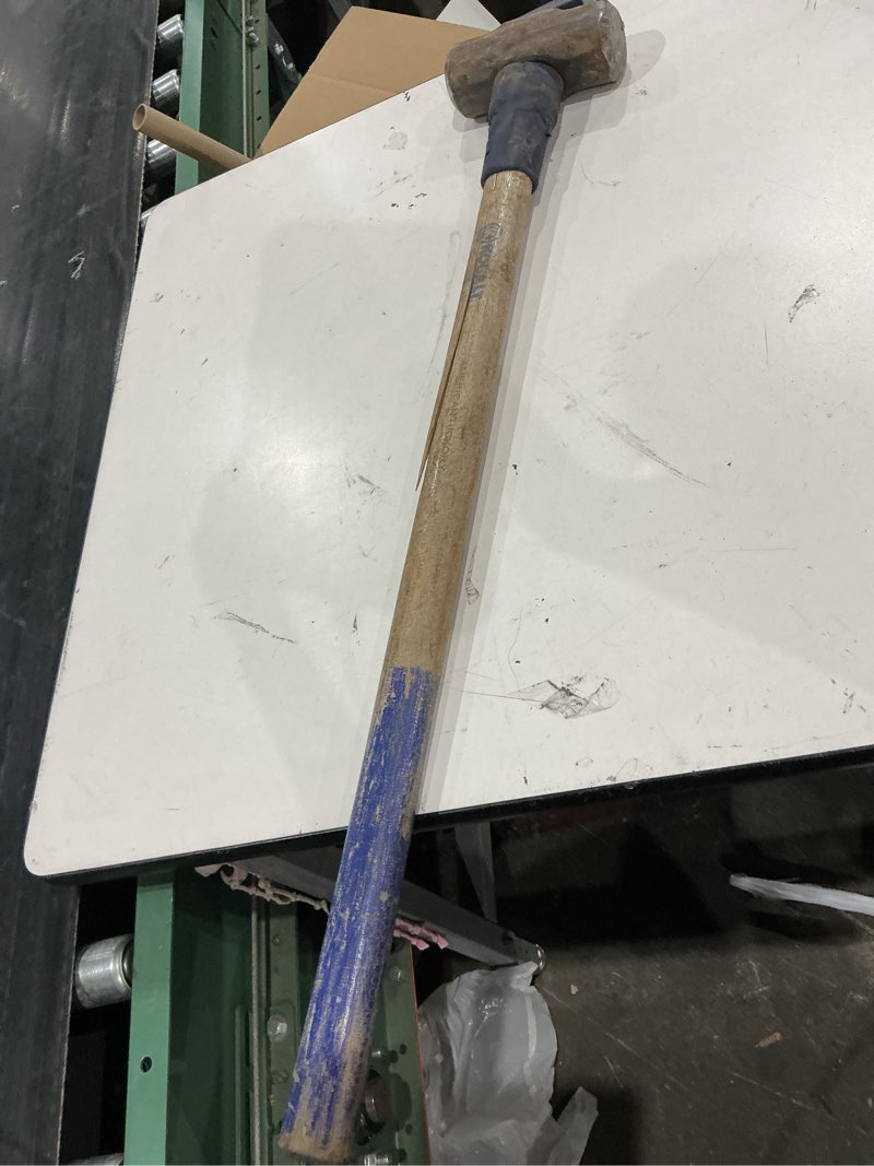 Condition photo showing As Is for kobalt 8 -lb steel head wood handle sledge hammer