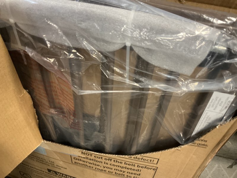 Condition photo showing New/Like New for cumbor 29.7-48" baby gate for stairs, mom's choice awards winner-dog gate for doorways, auto close safety pet gate for dogs indoor, easy install pressure mounted child gate with walk thru door, brown brown 29.7-48"w x 30.5"h