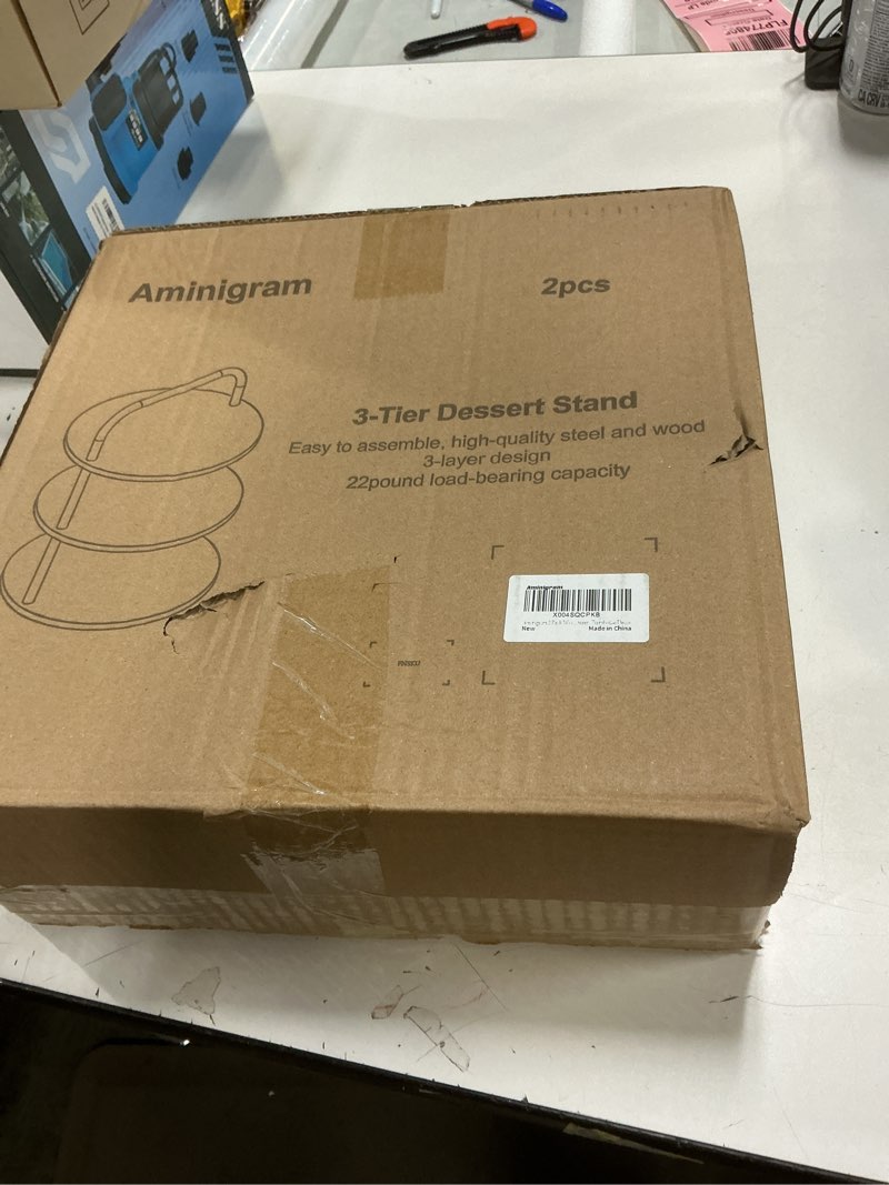 Condition photo showing New/Like New for Aminigram 2 Pack Wooden Cupcake Stand, 3 Tier Large Cupcake Tower Stand 50 Cupcakes, Dessert Stand Cupcake Display Stand Cupcake Tower for Party, Wedding, Birthday, Halloween, Farmhouse Decor Double-tube cake stand