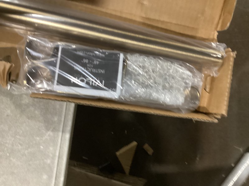 Condition photo showing As Is for Ivilon Drapery Window Curtain Rod - End Cap Style Design 1 Inch Pole. 28 to 48 Inch Color Warm Gold 28 to 48 in.