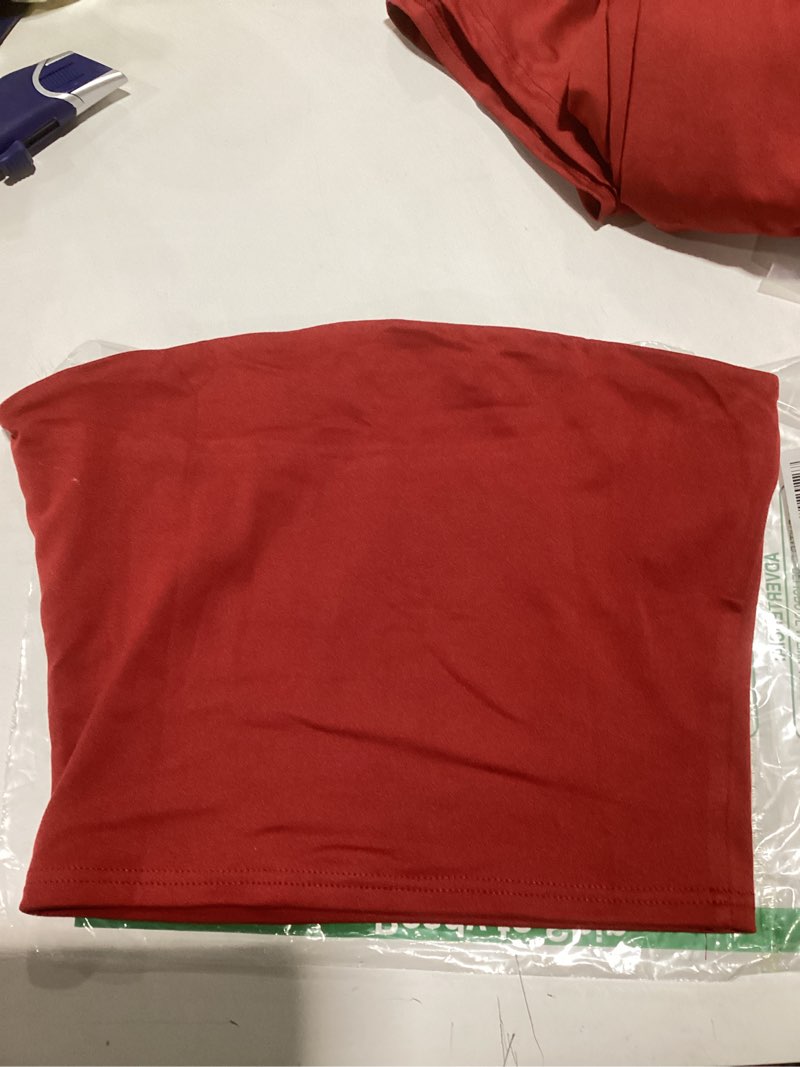 Condition photo showing As Is for Two Piece Dress Outfits for Women Sleeveless Tube Tops Bodycon Maxi Dress Summer Strapless Crop Top Sexy Suits Set Red Medium
