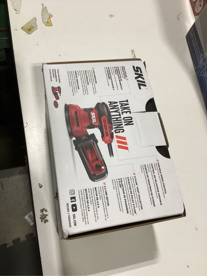 Condition photo showing As Is for skil sr211601 2.8amp 5   corded electric random orbital sander with cyclonic dust box