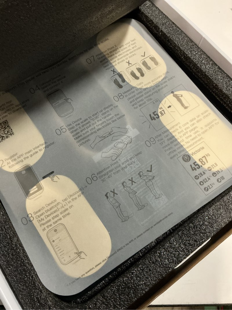 Condition photo showing Good Condition for RunStar Smart Scale FSA&HSA Eligible, 8 Electrodes Digital Bathroom Scale for Body Weight and Fat, BMI, Muscle Mass 28 Body Composition Measurement, with Full-Color TFT LCD on Retractable Handle black