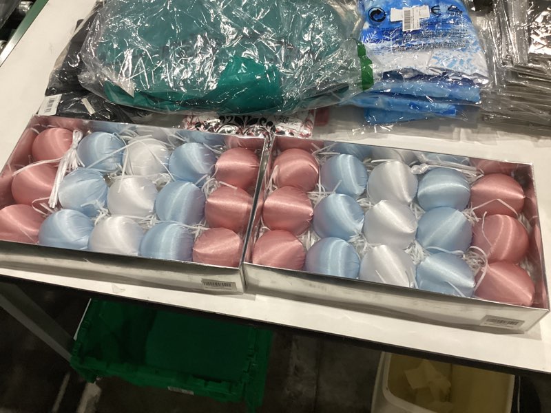 Condition photo showing New/Like New for Christmas Ball Ornaments, 15 Pcs Ornaments with Velvet, Multicolor Xmas Decorations for Christmas Tree Holiday Decor (Pink & Azure)