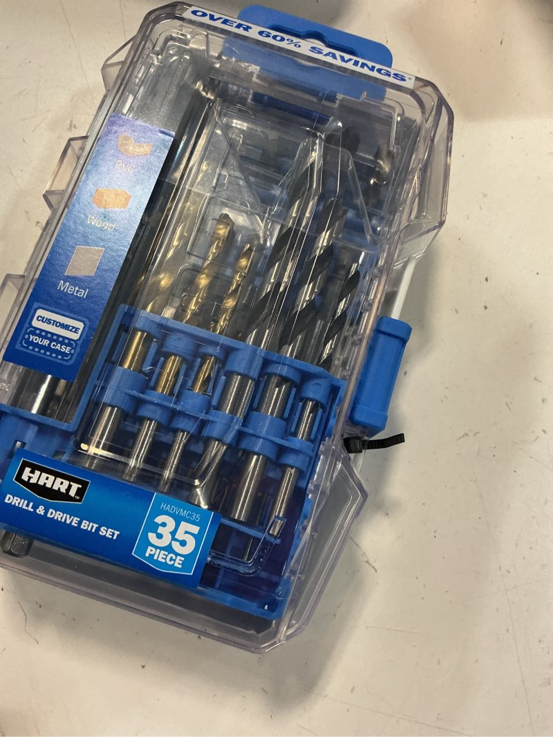 Condition photo showing Good Condition for hart 35-piece assorted drill bit and drive bit set wood/metal/pvc  customizable modular case