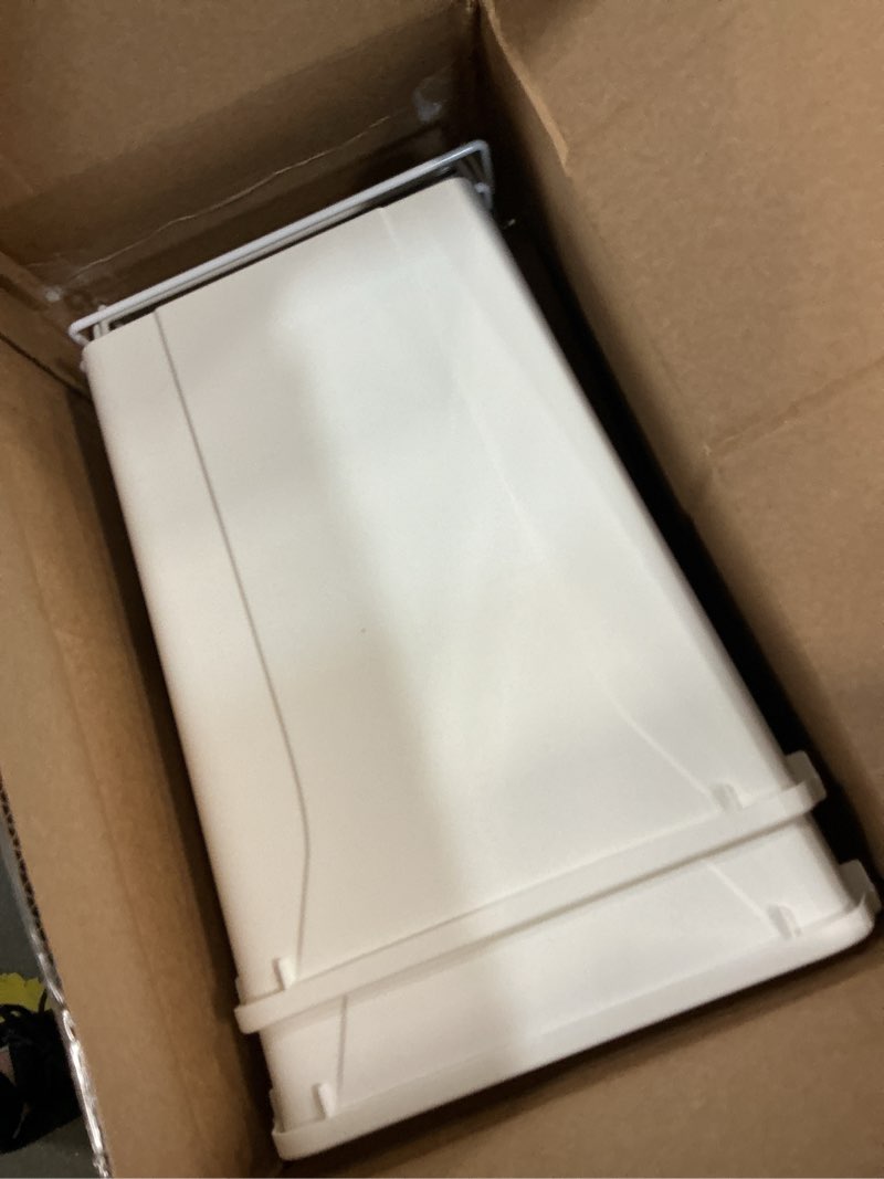 Condition photo showing As Is for knape & vogt sbm15-2-35wh cabinet bottom mount pull out trash can, 18.8-inch by 14.25-inch by 22-inch