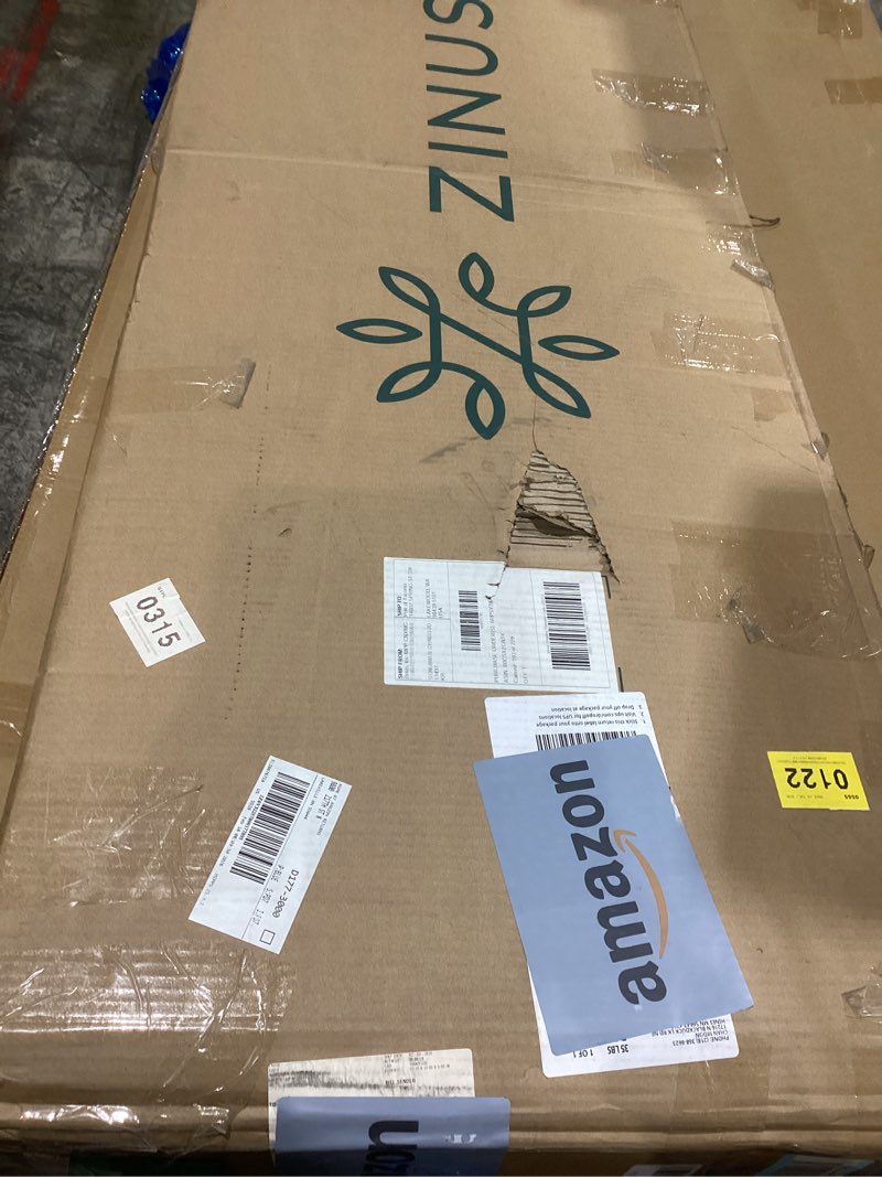 Condition photo showing Good Condition for Zinus Queen Piper Upholstered Platform Bed with Horizontal Paneled Headboard, Wooden Slat Support, No Box Spring Needed, Easy Assembly, Eco Friendly Packaging, Dark Grey