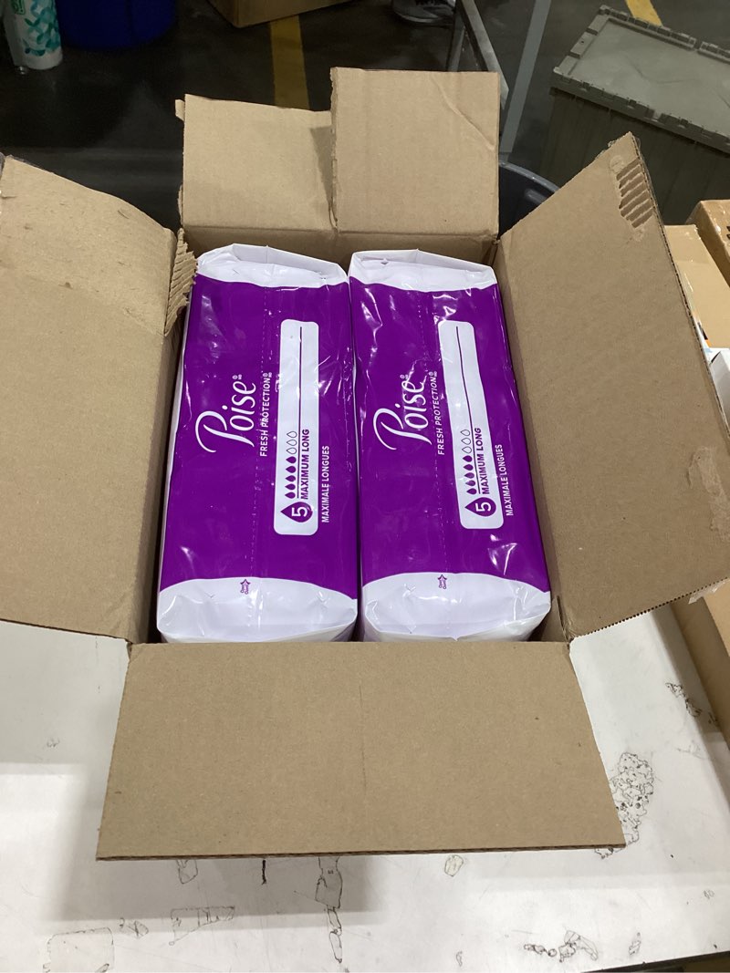 Condition photo showing Good Condition for poise incontinence & postpartum pads for bladder leaks, 5 drop maximum absorbency, long length, 84 count, packaging may vary long 84