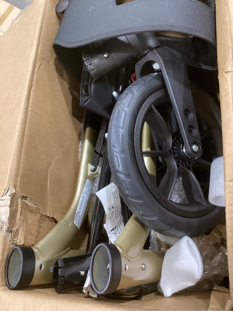 Condition photo showing Good Condition for maxwalk walkers for seniors, rollator walker with seat, 12" big rubber wheels all terrain rollator walker with backrest, built-in cable, cup holder, foldable and height adjustment for seniors, gold